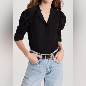 Frame  100% Silk Gillian Puff Sleeve Button Down Blouse Careerwear